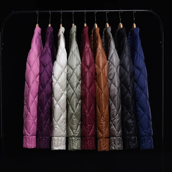 

Slim down jacket female brief paragraph 2020 new fashion autumn winter coat thin round collar joker