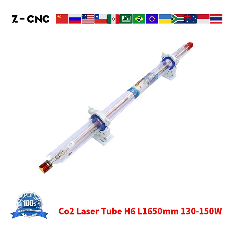 Z-CNC YL-H6 Co2 лазерная трубка 130 Вт 140W 150W L1650mm 10 месяцев гарантии замены Yongli R7 A6S Reci T6 W6 EFR