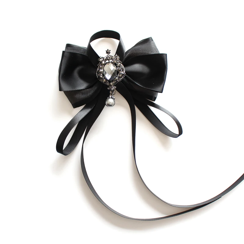 Ribbon Tie Мужская Женская рубашка с воротником, галстук-платок, сплав, стразы, галстук, свадебные, деловые, вечерние, подарок, ленты, галстуки-бабочки аксессуары - Цвет: Ribbon Tie