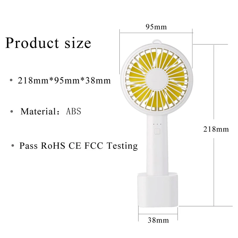 Портативный мини-вентилятор, USB зарядка, Персональный вентилятор с противоскользящим покрытием, 3-Регулировка скорости, большой Объём