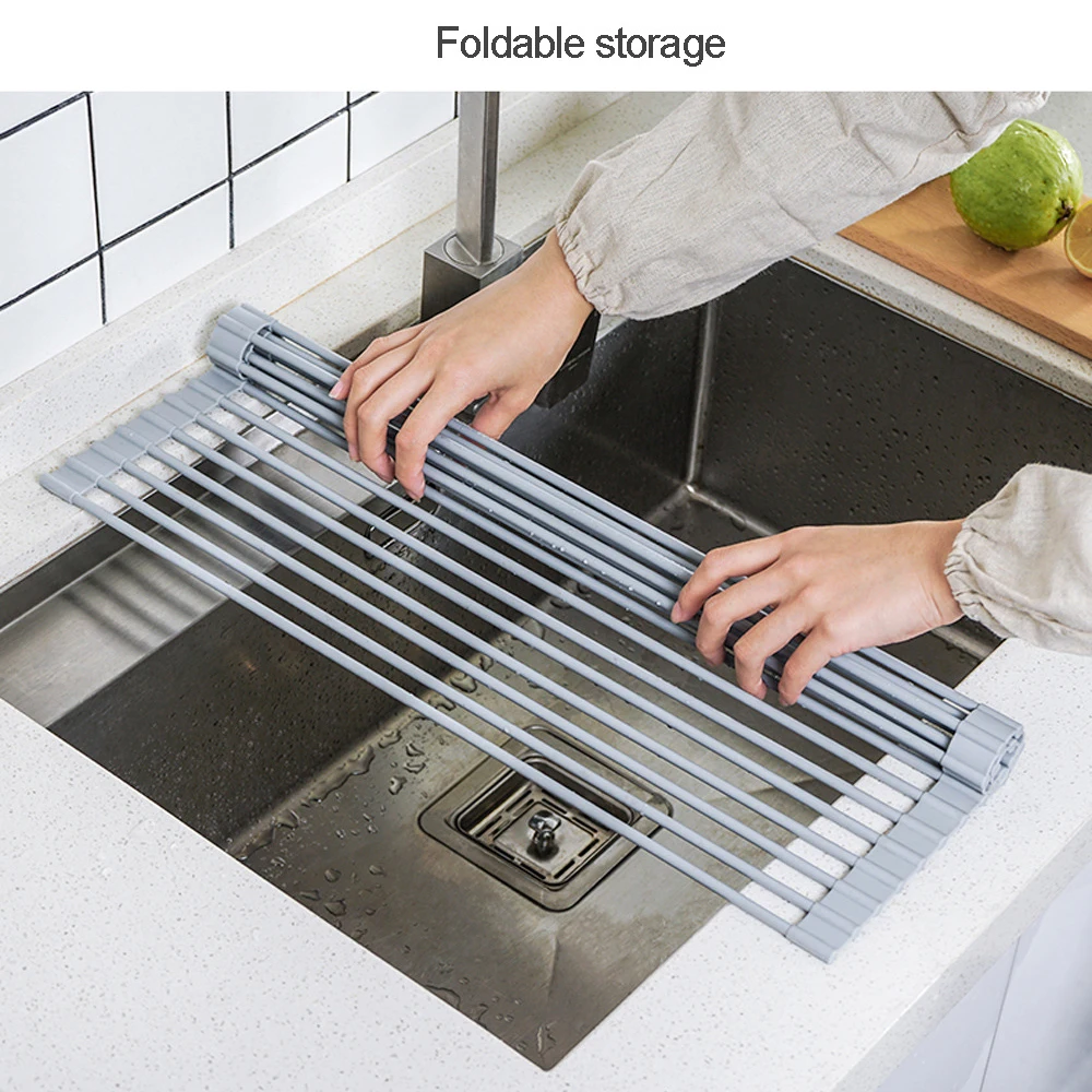 

3 Sizes Multi Purpose Rollable Heat Resistant Dish Drying Rack Sturdy Stainless Steel Water Filter Drying Mat High Quality