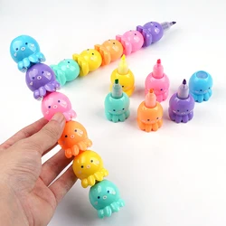 Ensemble de stylos marqueurs fluorescents, 5 couleurs, poulpe, surligneur, peinture, marqueurs copiques, vente en gros, cadeaux scolaires 