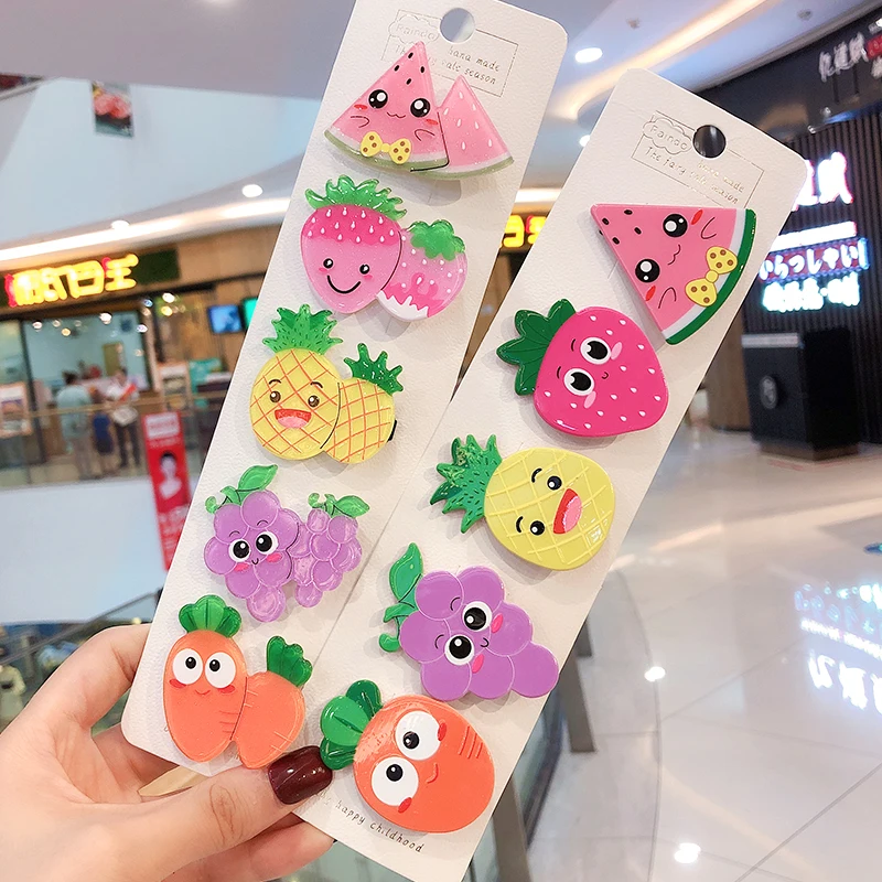 

2019 Hot Sale Children Girl New Hair Clips Shiny Cute Fruit Safety Barrettes BB Clip Little Girls Gifts Kids Hair Accessories