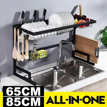 

65/85cm Multi-use Stainless Steel Dishes Rack Over Sink Drain Rack Kitchen Oragnizer Tableware Shelf Holder Dish Drying Rack