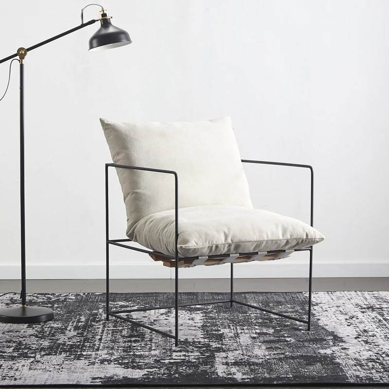 Nordic Single Sofa Chair Lazy Luxury Iron Dining Chair Modern Minimalist Designer Living Room Furniture Negotiation Dining