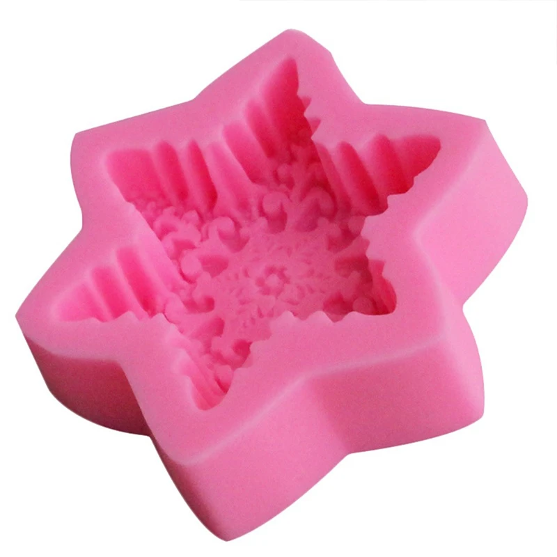 

DIY Baking Tools Snowflake Shape Chocolate Candy Silicone Mold Handmade Sugar Craft Cake Mold 2 Piece