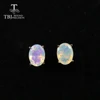 1.7ct Natural ethiopian opal earring oval 6*8mm gemstone simple design earring 925 sterling silver jewelry for girls & lady ► Photo 2/6