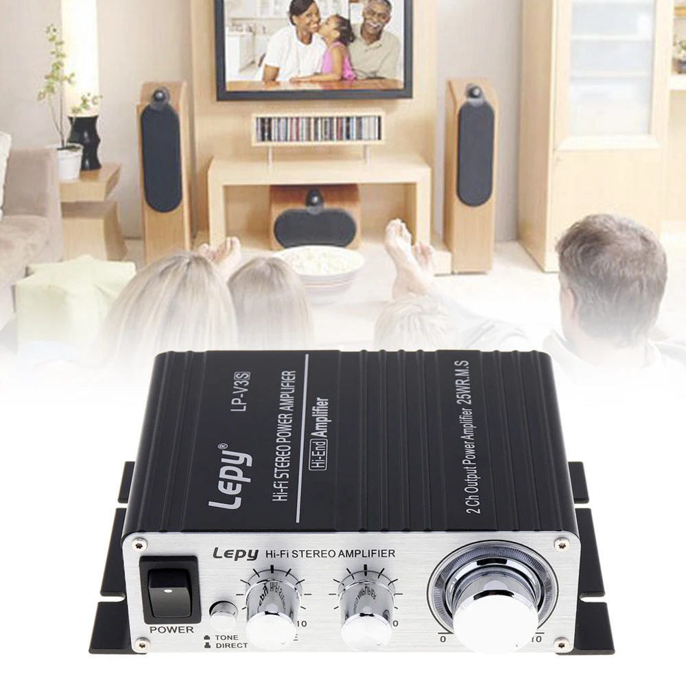 

LP-V3S 50W 12V Mini Hi-Fi Stereo Digital Power Amplifier MP3 Car Audio Speaker with 3.5mm Audio Input 3.5mm MP3 socket