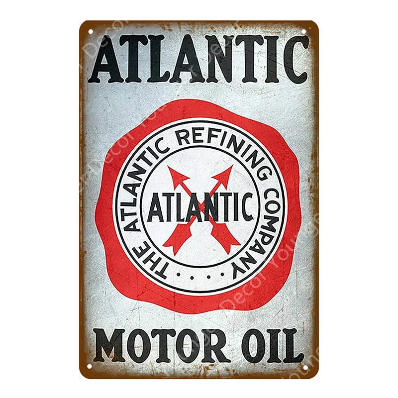 Atlantic Motor Oil табличка жестяная вывеска винтажный Ретро Декор гаража Бар Паб газ бензин декоративная тарелка Texaco настенный плакат YI-068 - Цвет: YD8458AI