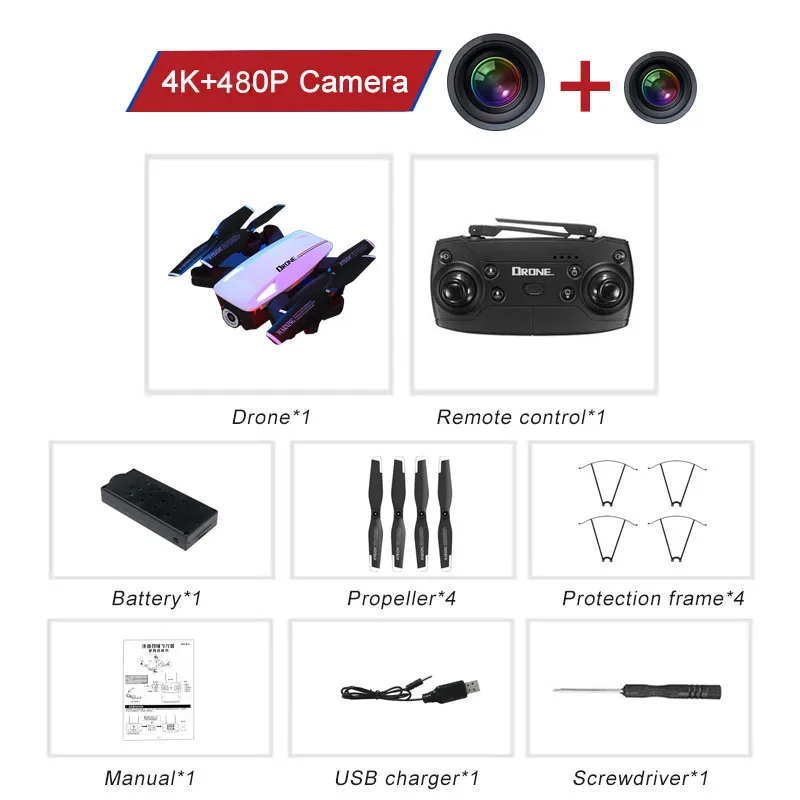 FPV wifi 720 P/1080 P камера Дрон Rc Квадрокоптер 720 P/1080 P камера складной Квадрокоптер мини Дрон вертолет для детей - Цвет: JC20-4-48-WH-1B