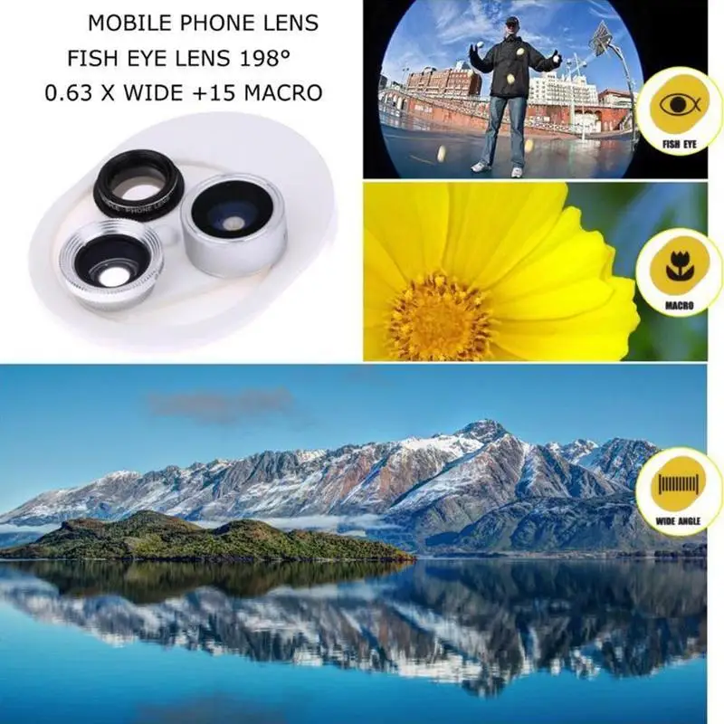 4 в 1 универсальный поворотный объектив мобильного телефона для iphone камеры huawei рыбий широкоугольный объектив samsung смартфон глаз Макро X1M9