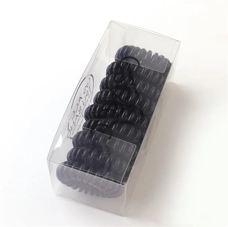1 коробка конфетная цветная эластичная резинка для девочек и женщин телефонное кольцо резинки для волос милые резинки для волос аксессуары для волос - Цвет: Black