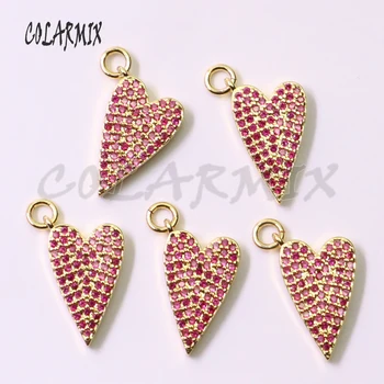 

10pcs Pink heart charm necklace zircon heart necklace Hot design crystal jewelrygift trendy jewelry necklace for girls 50862