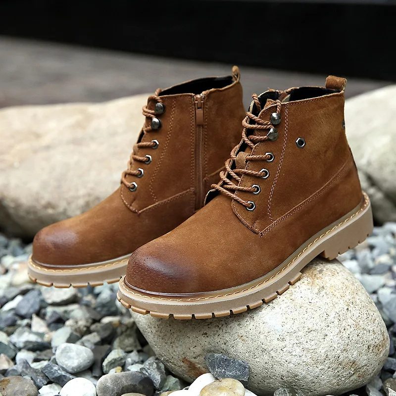 

Winter plus Velvet Warm Men's Boot Retro England Leather Boots Korean-style Trend Genuine Leather round-Toe Bang Martin Boots Me