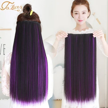 

TALANG Long Clips in Hair Extension Synthetic Natural Hair Water Wave Blonde Black Brown Red 24"For Women Hairpieces