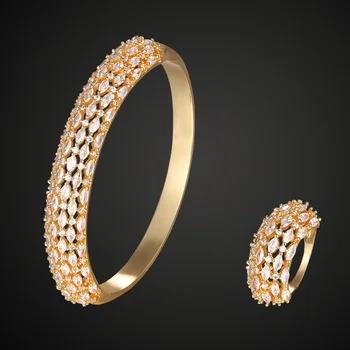 

Zlxgirl luxury brand full AAA cubic zircon wedding bridal bangle with ring jewelry sets fashion women's evening party couple