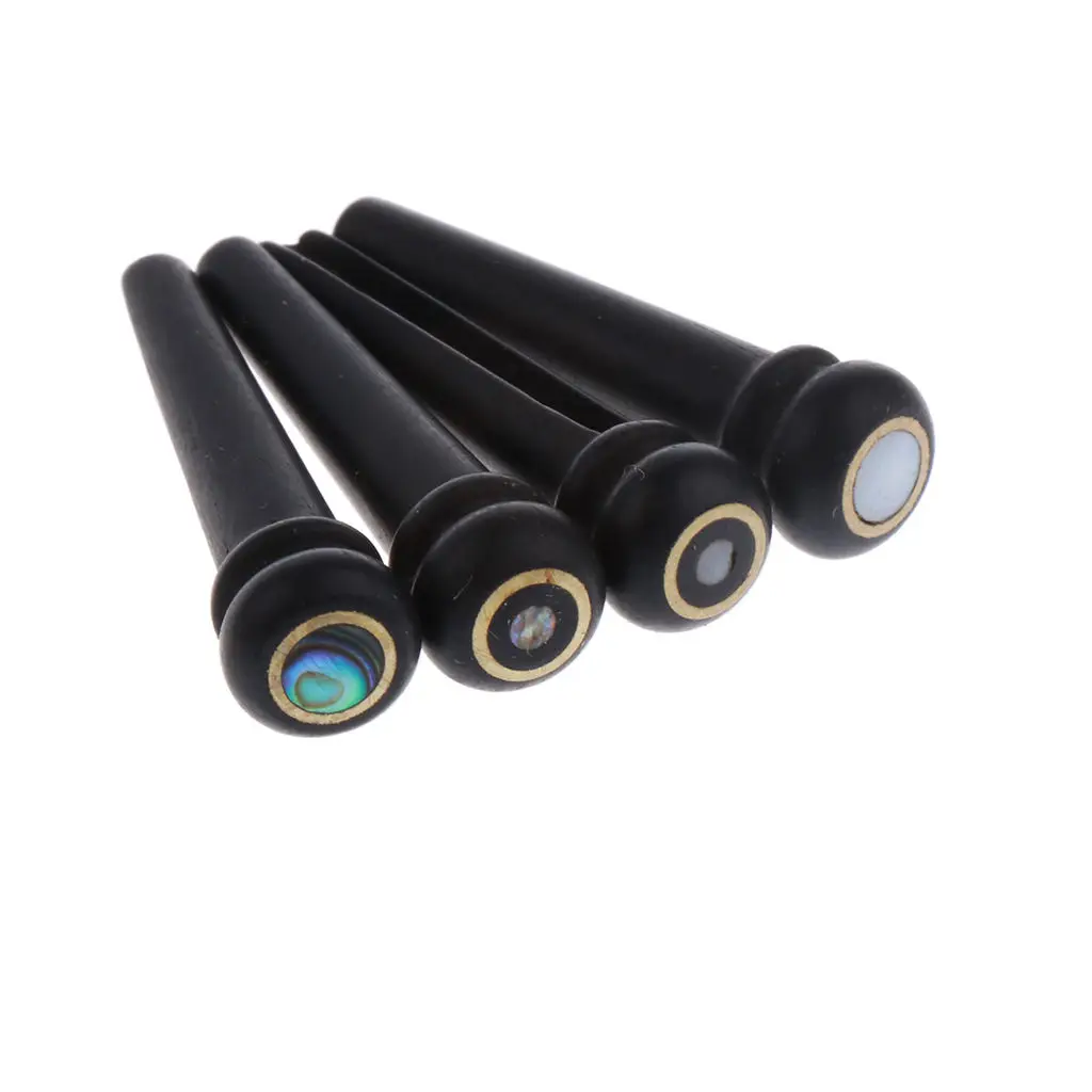 Tooyful 6pcs Ebony Wood Bridge Pins Shell Dot Inlay for Acoustic Folk