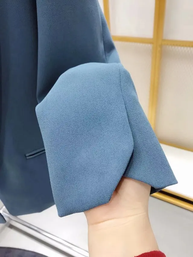 Женский высококачественный синий костюм+ брюки- женский Стильный Блейзер подходящий топ со штанами