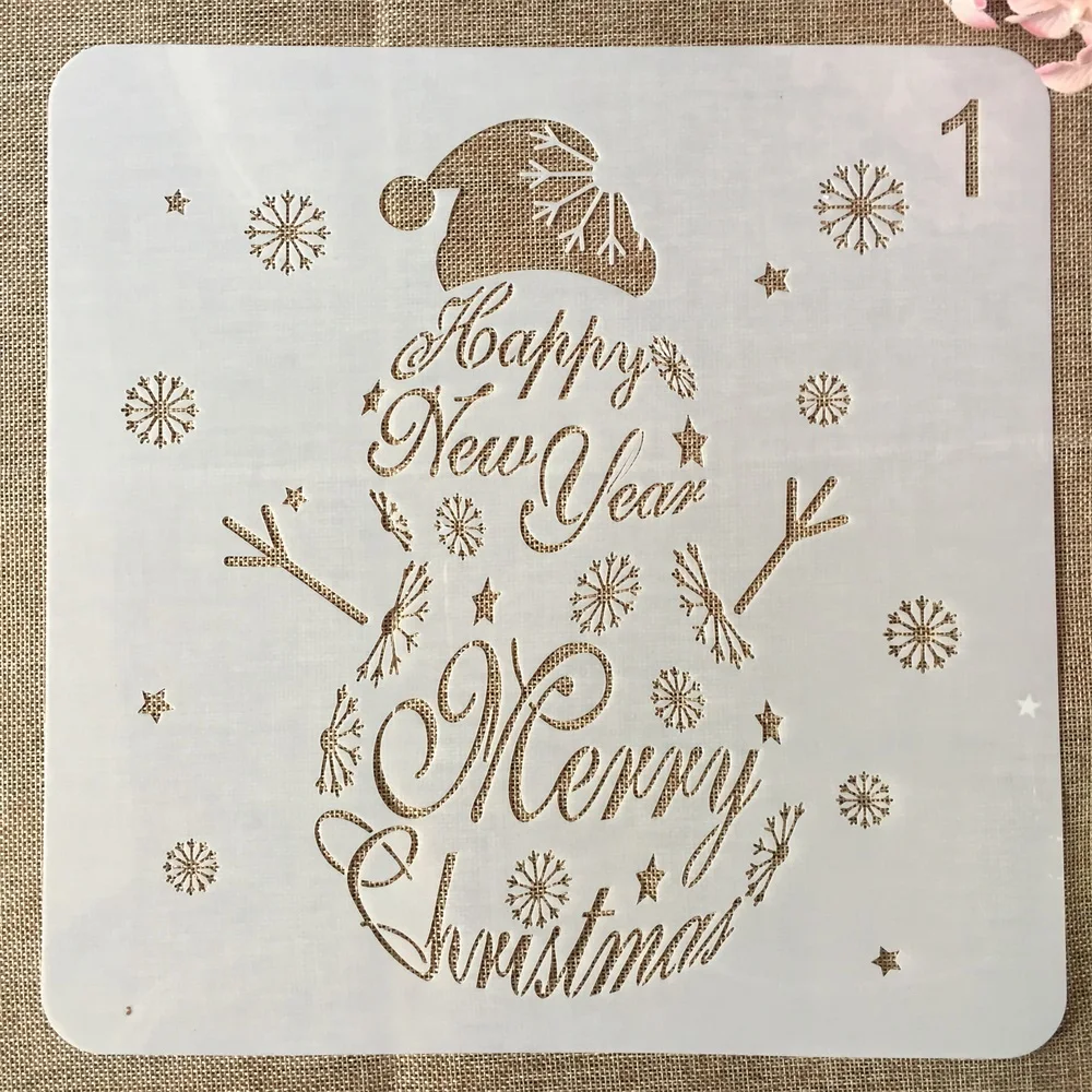 

1Pcs 30*30cm Snowman Merry Christmas New Year DIY Layering Stencils Painting Scrapbook Coloring Embossing Decorative Template