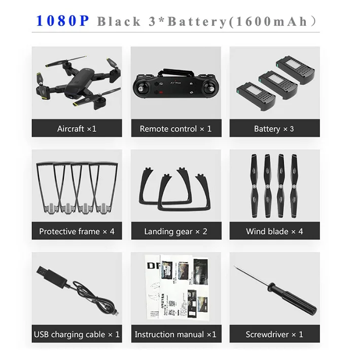1080P Black 3Battery SG700-D WiFi FPV RC Дрон двойная камера складной оптический поток в реальном времени воздушная видео 4K 1080P 720P - Цвет: 1080P Black 3Battery