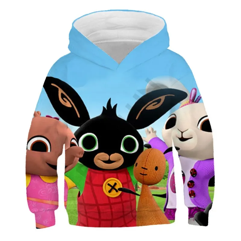 Kawaii худи кролик Стильная Повседневная Толстовка Детские толстовки 3D Bing Rabbit шапка