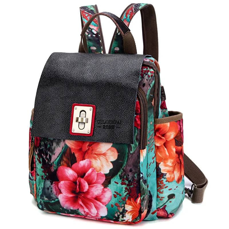 

2019 new women's bag fashion Joker Oxford cloth with the first layer of leather multi-purpose slung shoulder bag