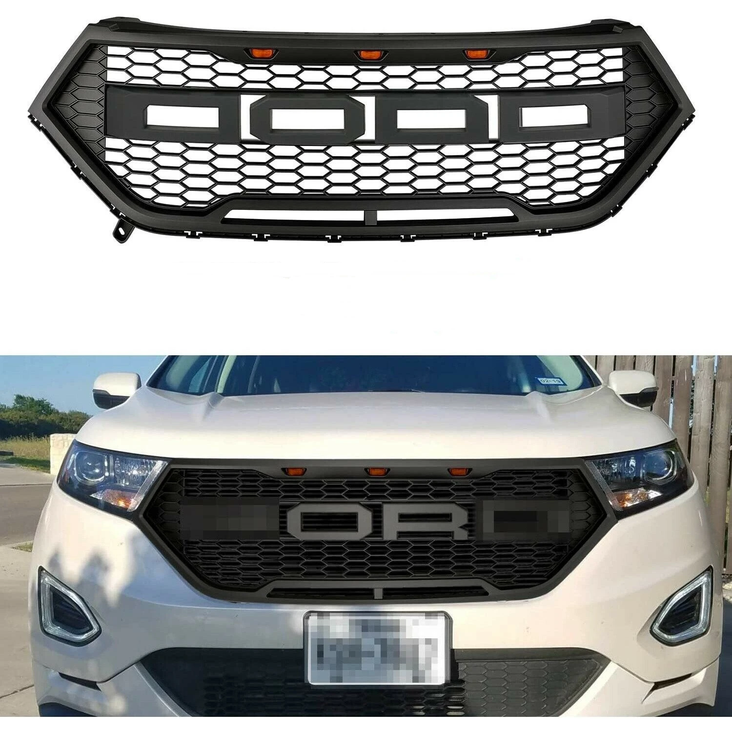 

Front Grill Grille Fit For Ford Edge 2016-2018 Front Upper Grille Matte Black