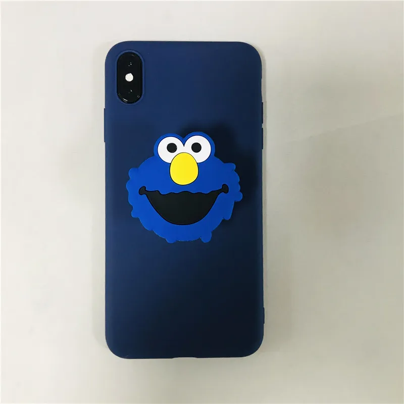 bule Sesame Street 3D с героем мультика Минни гибкий держатель Подставка для телефона чехол для Samsung Galaxy S6 S7 край S8 S9 плюс S10 5G S10E Lite Мягкий силиконовый чехол - Цвет: bule Sesame Street