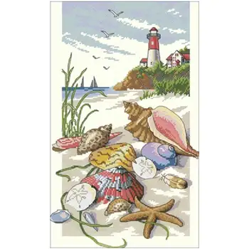 

seaside patterns Counted Cross Stitch 11CT 14CT 18CT DIY wholesale Chinese Cross Stitch Kit Embroidery Needlework Sets