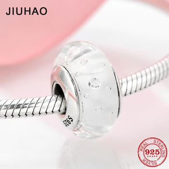 

2018 All-match Color white Authentic 925 Sterling Silver Clear Murano Glass Beads Fit Original European Bracelet Jewelry Making