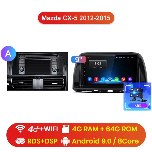 Junsun V1 2G+ 32G Android 9,0 для Mazda CX5 CX-5 CX 5 2012- автомобильный Радио Мультимедиа Видео плеер навигация gps 2 din dvd - Цвет: 4G-WIFI 4-64GB