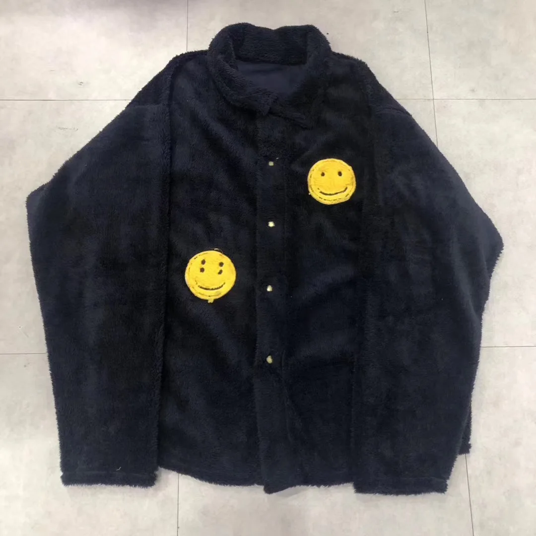 

High Quality CPFM.XYZ Flocky Smile Face Jackets Men Women Turn-Down Collar Coats Kanye West Men Thick Warm Winter Jackets