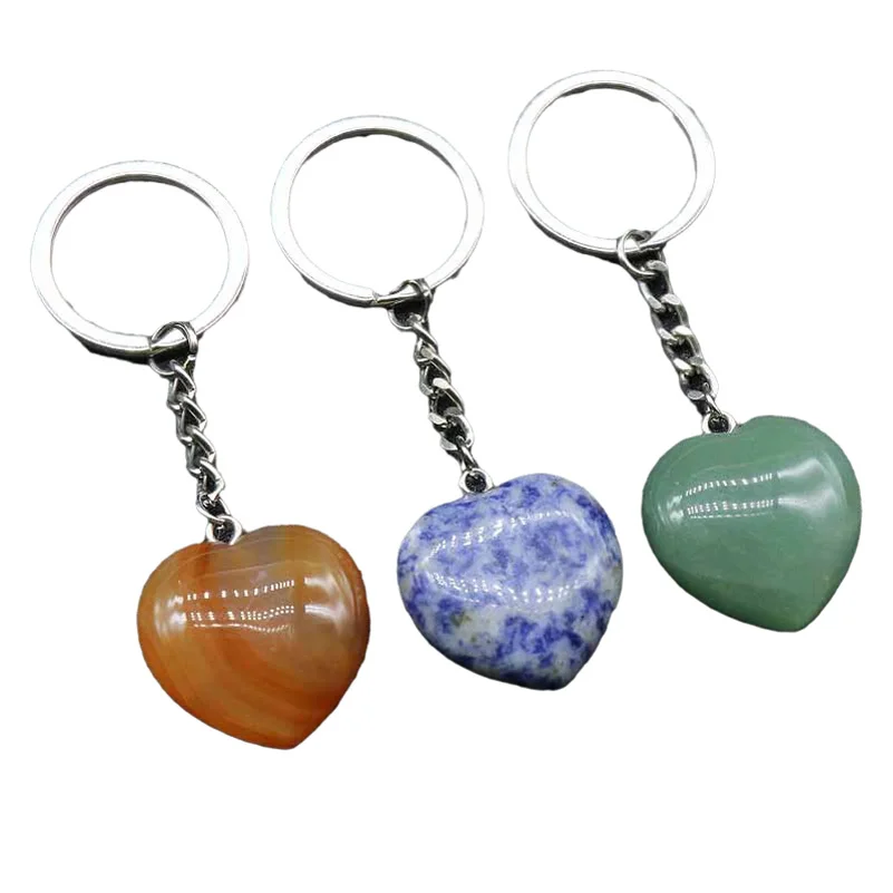 

Lover Heart Stone Keychain Pendant Ranmanti Charm Bag Gift Girl Boy Friend Gifts Heart Shape Healing Keyring