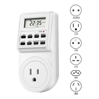 EUPlug Digital Weekly Programmable Electrical Wall Plug-in Power Socket Timer Switch Outlet Time Clock AC 220V 110V UK US FR BR 2
