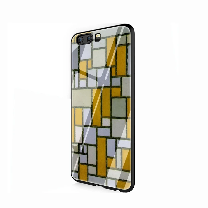 G4 EWAU Mondrian grid Art Design закаленное стекло телефон чехол для Huawei P10 P20 P30 Lite Pro P Smart - Цвет: G4