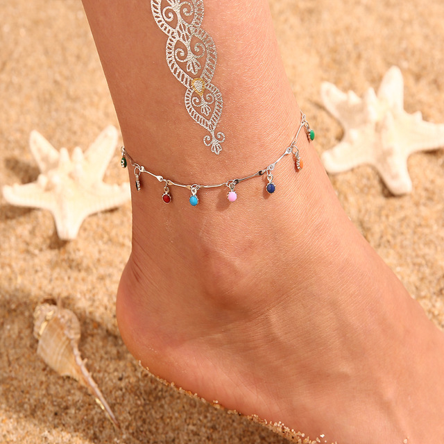 Shell Ankle Bracelet Set For Women Bohemian Rope Chain Sequin Anklets Summer Beach Girls Barefoot Leg Chain Boho Jewelry