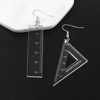 

Fashion 4 Colors Transparent Triangular Rule Straight Ruler Earrings For Women Girl's Stationery Acrylic Earrings Jewelry E20037