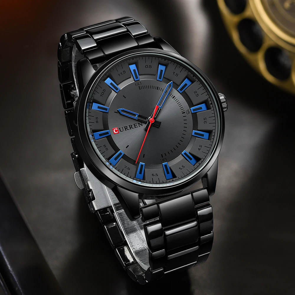 CURREN Montre à Quartz pour Homme, Bracelet en Acier Inoxydable au Design Simple, Horloge Masculine de Nouvelle Mode