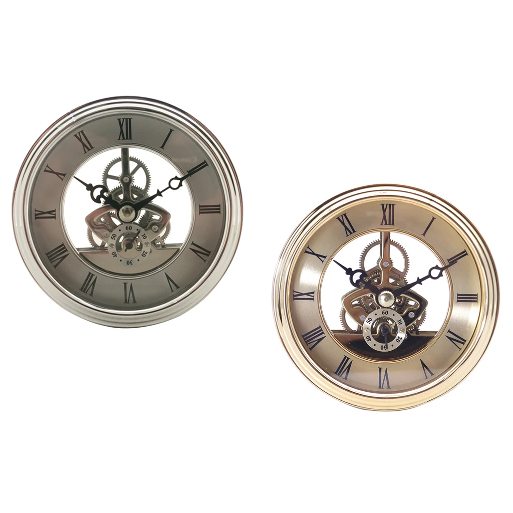 97mm Dial Roman Numeral Skeleton Watch Quartz Clock Insert with Trim for DIY Craft