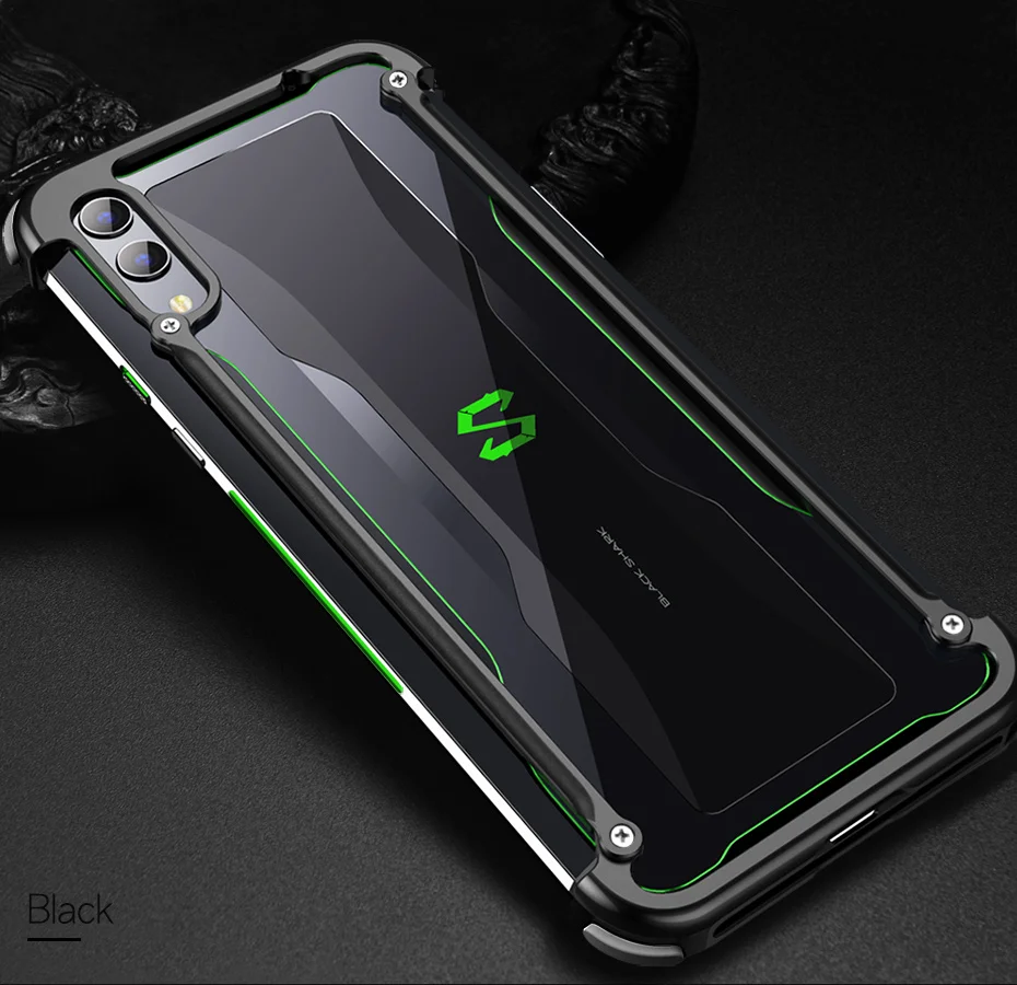 OATSBASF подушка безопасности металлический чехол-бампер для Xiaomi Black shark 2 2pro персональный металлический чехол-бампер для Xiaomi Black shark helo - Цвет: black