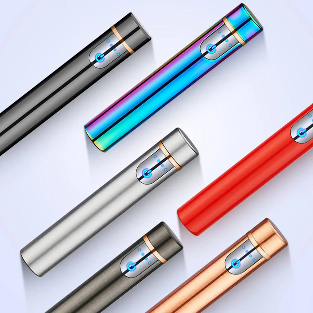 Мини-зажигалка с сенсорным экраном электрические зажигалки для сигарет тонкие ветрозащитные металлические USB перезаряжаемые зажигалки гаджеты для мужчин для курения X