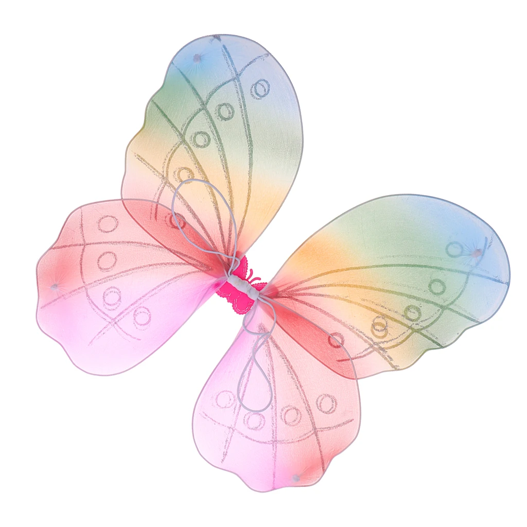 Cute Glitter Colorful Butterfly Fairy Wing Kids Birthday Party Fancy Dress Photo Prop