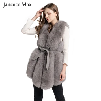 

New Design Women Real Fox Fur Vest Fashion Belt Fur Gilet Top Quality Spring Winter Waistcoat S7496