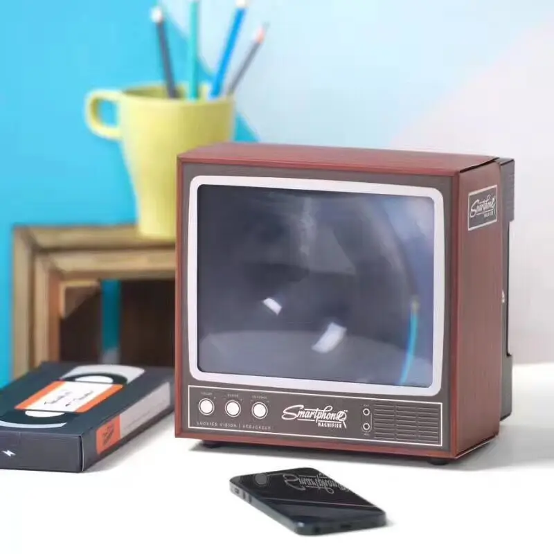 retro tv telefone tela de vídeo diy ampliador amplificador lupa tela do telefone móvel aparência