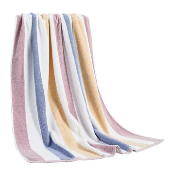 

90x180cm Bath Towel Body Wrap Striped Breathable Absorbent Quick-dry Thickened Autumn Winter Home Spa Soft Cotton Blend Unisex