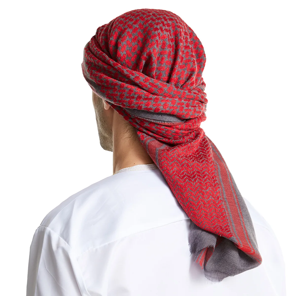 Arab Men Head Scarf Adult Shemagh Keffiyeh Muslim Saudi Tactical Desert Square Wool Scarf Islam Headdress Shawl Turban Eid Gift mens red scarf
