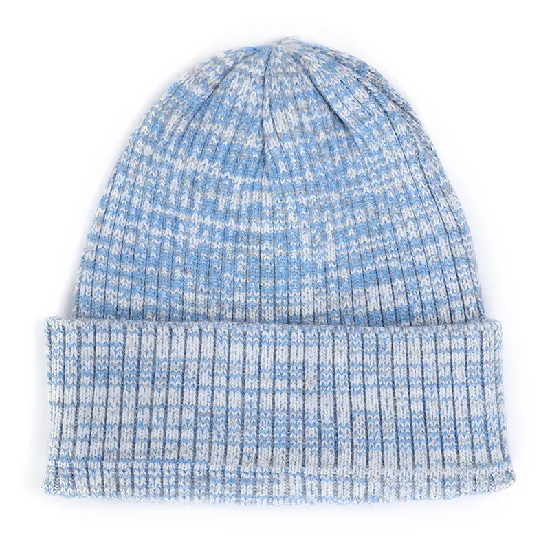 Navy-blue Новинка, модная зимняя женская вязаная шапка, Женская шерстяная теплая мягкая шапка, Женская громоздкая шапка унисекс, женская шапка Skullies - Цвет: Navy-blue