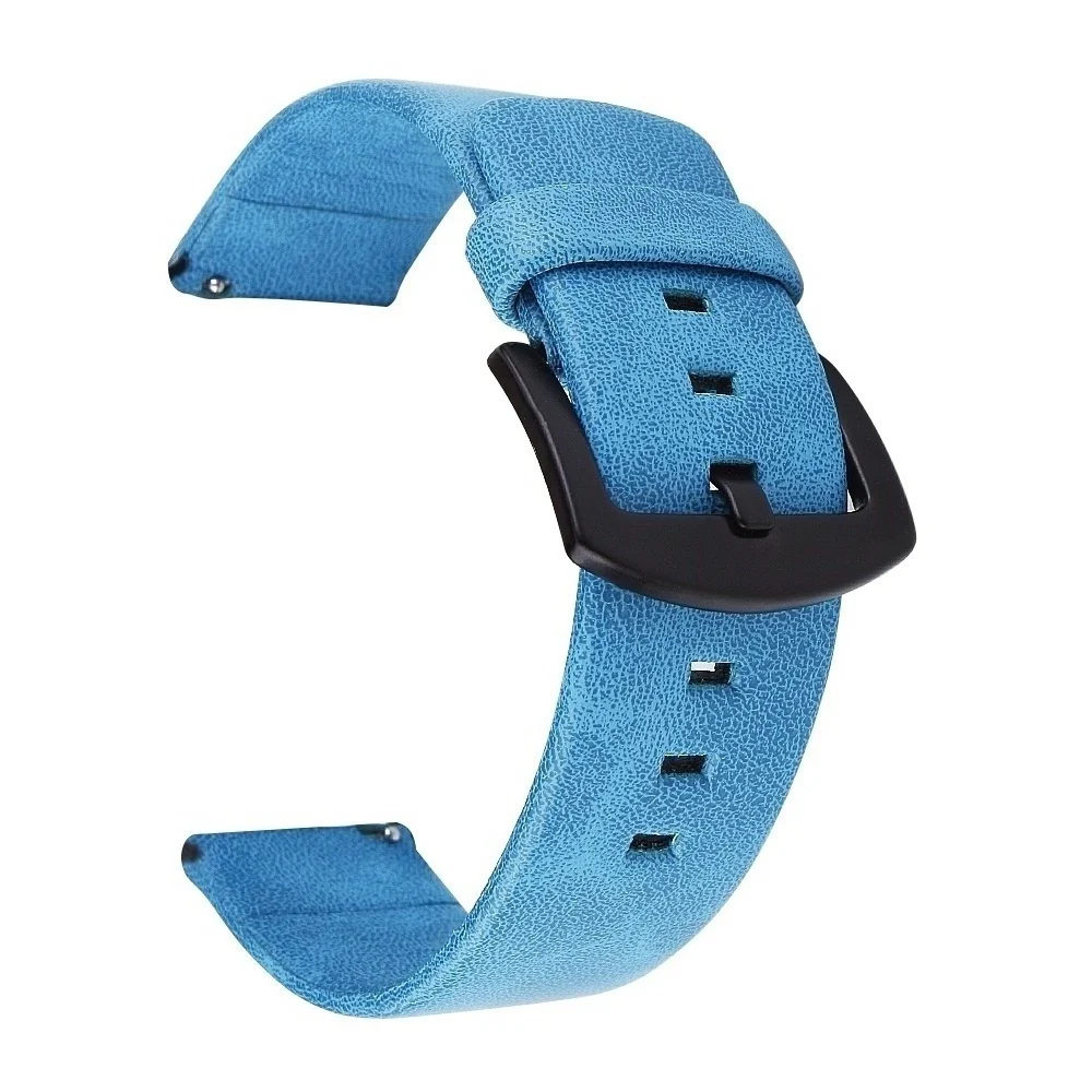 Ремешок для часов из натуральной кожи 18 мм 20 мм 22 мм 24 мм Ретро ремешок для samsung Galaxy Watch 42 мм 46 мм gear S3 S2 Active 2 браслет - Цвет ремешка: Blue