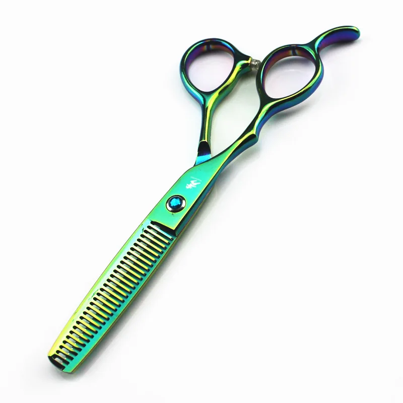 6 дюймов левая ручная Резка истончение стайлер для укладки волос ножницы lefty зеленый салон Парикмахерские ножницы обычные плоские зубчатые лезвия