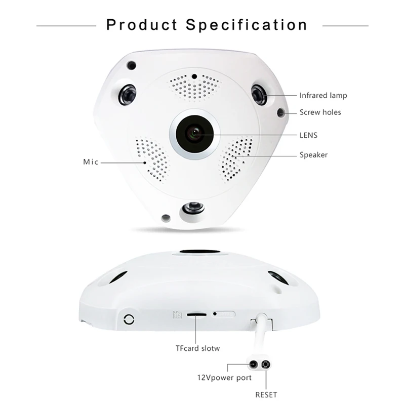  Professionale Panoramica a 360 gradi 960P HD della macchina fotografica Senza Fili IR Luce di lampa